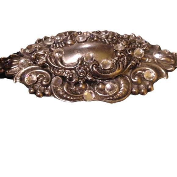 Antique Silver Repurposed Hanger With Crystals - Picture 2 of 4